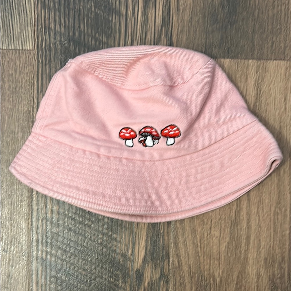 Pink mushroom bucket hat